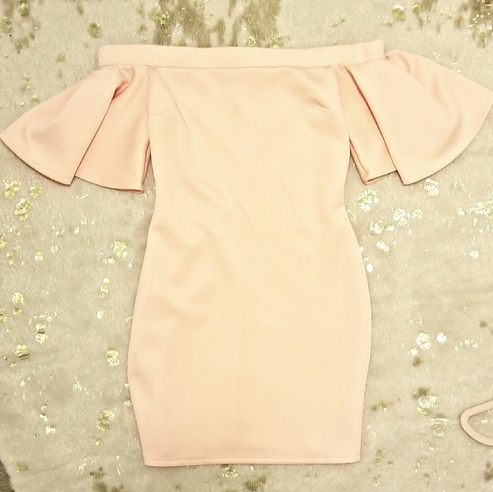 Blush Pink Off the Shoulder midi dress